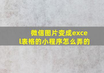 微信图片变成excel表格的小程序怎么弄的