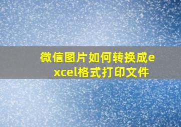 微信图片如何转换成excel格式打印文件