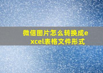 微信图片怎么转换成excel表格文件形式