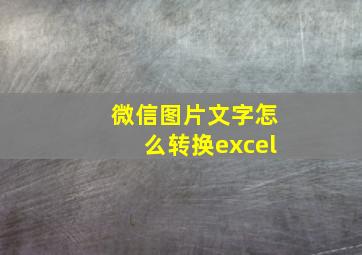 微信图片文字怎么转换excel