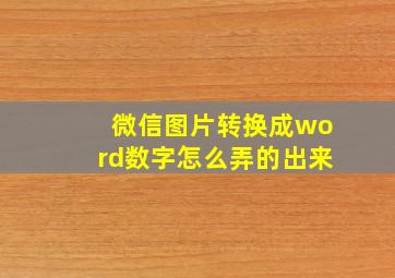 微信图片转换成word数字怎么弄的出来