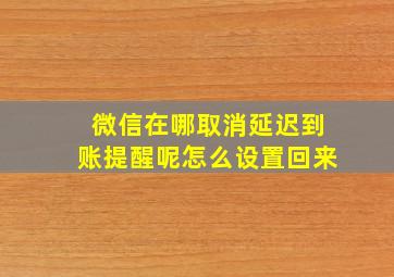 微信在哪取消延迟到账提醒呢怎么设置回来