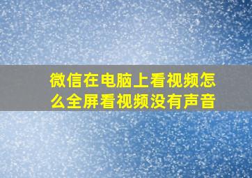 微信在电脑上看视频怎么全屏看视频没有声音