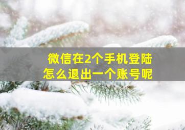 微信在2个手机登陆怎么退出一个账号呢