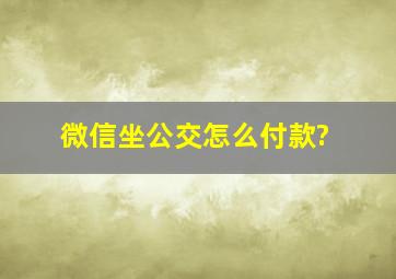 微信坐公交怎么付款?