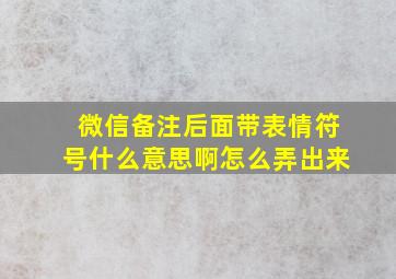 微信备注后面带表情符号什么意思啊怎么弄出来