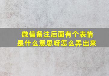 微信备注后面有个表情是什么意思呀怎么弄出来