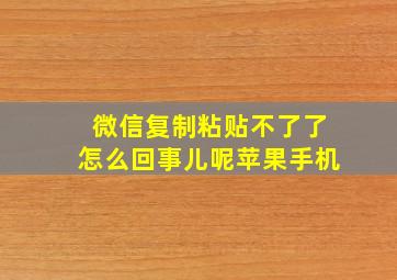 微信复制粘贴不了了怎么回事儿呢苹果手机