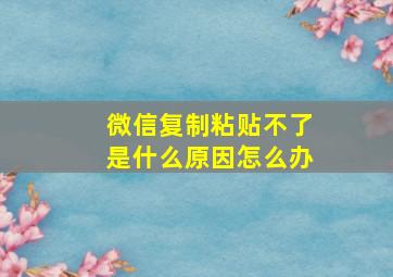 微信复制粘贴不了是什么原因怎么办