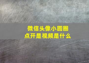 微信头像小圆圈点开是视频是什么