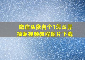 微信头像有个1怎么弄掉呢视频教程图片下载