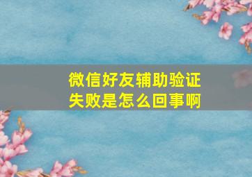 微信好友辅助验证失败是怎么回事啊