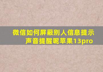 微信如何屏蔽别人信息提示声音提醒呢苹果13pro