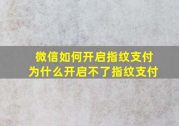 微信如何开启指纹支付为什么开启不了指纹支付