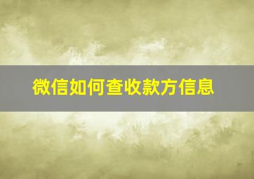 微信如何查收款方信息