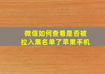 微信如何查看是否被拉入黑名单了苹果手机