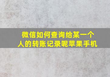 微信如何查询给某一个人的转账记录呢苹果手机