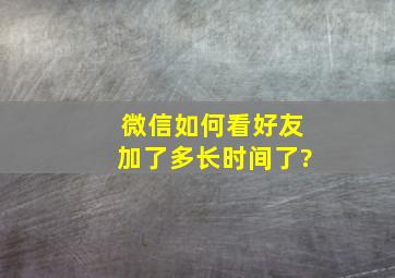 微信如何看好友加了多长时间了?