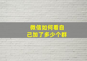 微信如何看自己加了多少个群