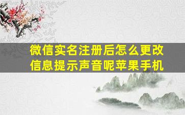 微信实名注册后怎么更改信息提示声音呢苹果手机