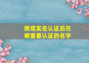 微信实名认证后在哪里看认证的名字