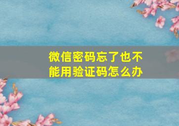 微信密码忘了也不能用验证码怎么办