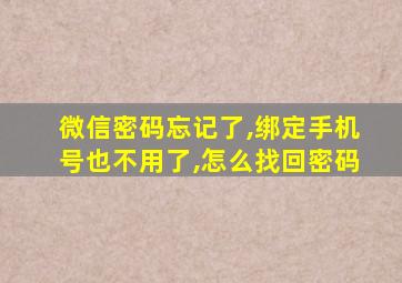 微信密码忘记了,绑定手机号也不用了,怎么找回密码