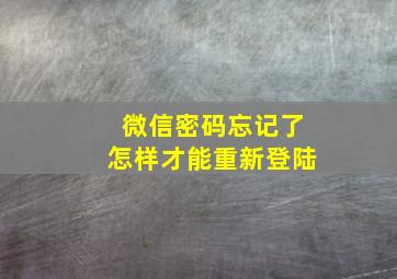 微信密码忘记了怎样才能重新登陆