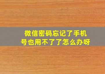 微信密码忘记了手机号也用不了了怎么办呀