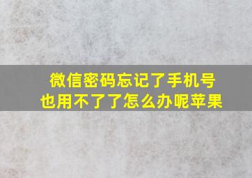 微信密码忘记了手机号也用不了了怎么办呢苹果