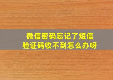 微信密码忘记了短信验证码收不到怎么办呀