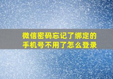 微信密码忘记了绑定的手机号不用了怎么登录