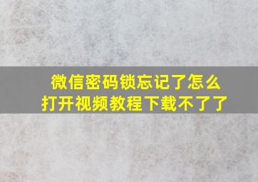 微信密码锁忘记了怎么打开视频教程下载不了了