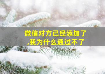 微信对方已经添加了,我为什么通过不了