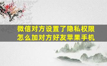 微信对方设置了隐私权限怎么加对方好友苹果手机