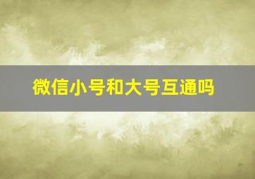 微信小号和大号互通吗