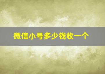 微信小号多少钱收一个