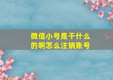 微信小号是干什么的啊怎么注销账号