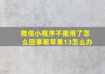 微信小程序不能用了怎么回事呢苹果13怎么办