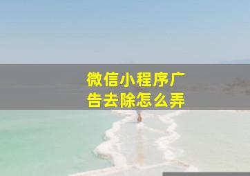 微信小程序广告去除怎么弄