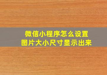 微信小程序怎么设置图片大小尺寸显示出来