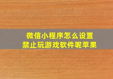 微信小程序怎么设置禁止玩游戏软件呢苹果