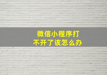 微信小程序打不开了该怎么办