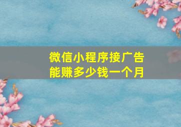 微信小程序接广告能赚多少钱一个月