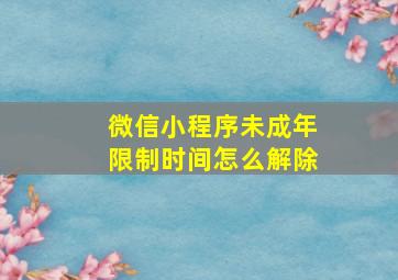 微信小程序未成年限制时间怎么解除