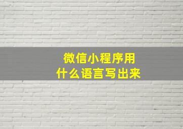 微信小程序用什么语言写出来