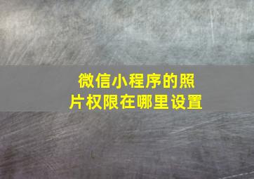 微信小程序的照片权限在哪里设置