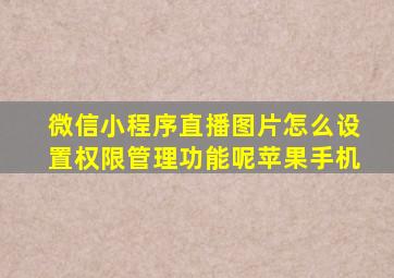 微信小程序直播图片怎么设置权限管理功能呢苹果手机