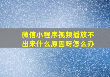 微信小程序视频播放不出来什么原因呀怎么办