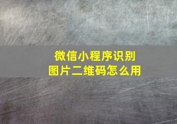 微信小程序识别图片二维码怎么用